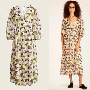 J. Crew Lurex® metallic threads Chiffon Midi Dress in patchwork print